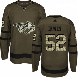 Youth Adidas Nashville Predators 52 Matt Irwin Authentic Green Salute to Service NHL Jersey 