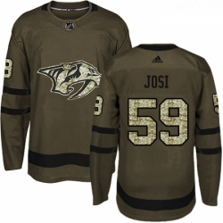 Youth Adidas Nashville Predators 59 Roman Josi Authentic Green Salute to Service NHL Jersey 