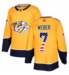 Youth Adidas Nashville Predators 7 Yannick Weber Authentic Gold USA Flag Fashion NHL Jersey 