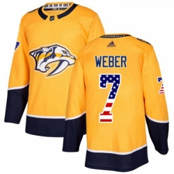 Youth Adidas Nashville Predators 7 Yannick Weber Authentic Gold USA Flag Fashion NHL Jersey 