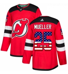 Youth Adidas New Jersey Devils 25 Mirco Mueller Authentic Red USA Flag Fashion NHL Jersey 