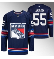 Men New York Rangers 55 Ryan Lindgren Navy Stitched Jersey