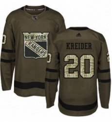 Mens Adidas New York Rangers 20 Chris Kreider Premier Green Salute to Service NHL Jersey 