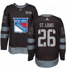 Mens Adidas New York Rangers 26 Martin St Louis Authentic Black 1917 2017 100th Anniversary NHL Jersey 