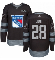 Mens Adidas New York Rangers 28 Tie Domi Authentic Black 1917 2017 100th Anniversary NHL Jersey 