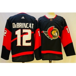 Men Ottawa Senators 12 Alex DeBrincat 2022 23 Reverse Black Stitched Jersey