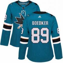 Womens Adidas San Jose Sharks 89 Mikkel Boedker Authentic Teal Green Home NHL Jersey 