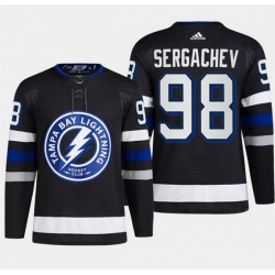 Men Tampa Bay Lightning 98 Mikhail Sergachev Black Alternate Premier Breakaway Stitched Jersey