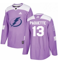 Mens Adidas Tampa Bay Lightning 13 Cedric Paquette Authentic Purple Fights Cancer Practice NHL Jersey 