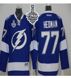 Tampa Bay Lightning #77 Victor Hedman Blue 2015 Stanley Cup Stitched NHL Jersey