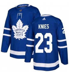 Men Toronto Maple Leafs 23 Matthew Knies Blue Stitched Jersey