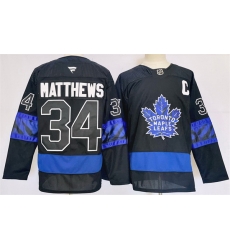 Men Toronto Maple Leafs 34 Auston Matthews Black 2024 25 Stitched Jersey