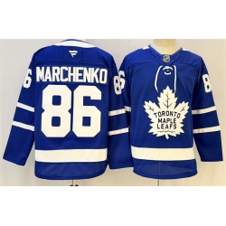 Men Toronto Maple Leafs  86 Kirill Marchenko Blue 2026 Stitched Hockey Jersey