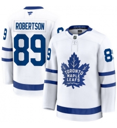 Men Toronto Maple Leafs Nicholas Robertson 89 Fanatics Away White Premium Stitched Hockey Jersey