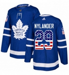 Mens Adidas Toronto Maple Leafs 29 William Nylander Authentic Royal Blue USA Flag Fashion NHL Jersey 