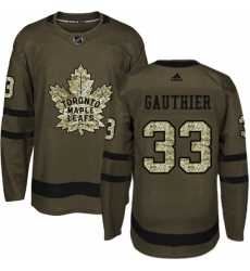 Mens Adidas Toronto Maple Leafs 33 Frederik Gauthier Authentic Green Salute to Service NHL Jersey 