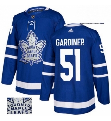 Mens Adidas Toronto Maple Leafs 51 Jake Gardiner Authentic Royal Blue Fashion Gold NHL Jersey 