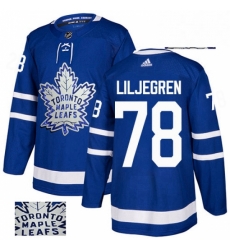 Mens Adidas Toronto Maple Leafs 78 Timothy Liljegren Authentic Royal Blue Fashion Gold NHL Jersey 