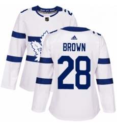 Womens Adidas Toronto Maple Leafs 28 Connor Brown Authentic White 2018 Stadium Series NHL Jersey 