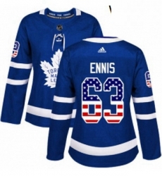 Womens Adidas Toronto Maple Leafs 63 Tyler Ennis Authentic Royal Blue USA Flag Fashion NHL Jersey 