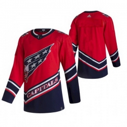 Men Custom Washington Capitals Team 2021 Reverse Retro Red Jersey