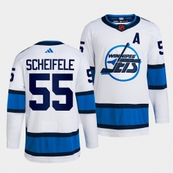 Men Winnipeg Jets 55 Mark Scheifele White 2022 Reverse Retro Stitched Jersey