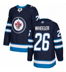 Mens Adidas Winnipeg Jets 26 Blake Wheeler Authentic Navy Blue Home NHL Jersey 