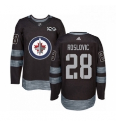 Mens Adidas Winnipeg Jets 28 Jack Roslovic Authentic Black 1917 2017 100th Anniversary NHL Jersey 