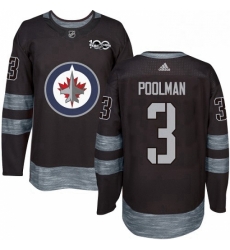 Mens Adidas Winnipeg Jets 3 Tucker Poolman Premier Black 1917 2017 100th Anniversary NHL Jersey 