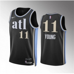 Men Atlanta Hawks 11 Trae Young 2023 24 Black City Edition Stitched Basketball Jersey