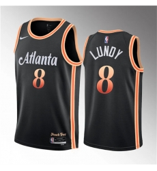 Men Atlanta Hawks 8 Seth Lundy Black 2023 Draft City Edition Stitched Jersey