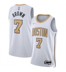 Men Boston Celtics 7 Jaylen Brown White 2025 26 City Edition Stitched Basketball Jersey