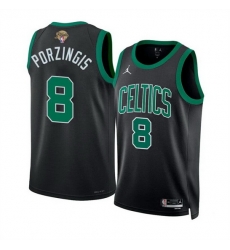 Men Boston Celtics 8 Kristaps Porzingis Black 2024 Finals Statement Edition Stitched Basketball Jersey