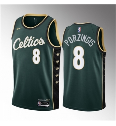 Men Boston Celtics 8 Kristaps Porzingis Green 2023 Draft City Edition Stitched Basketball Jersey