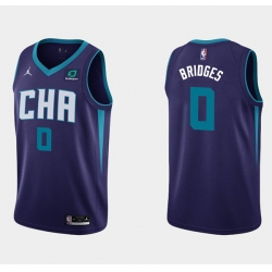 Men Charlotte Hornets 0 Miles Bridges Purple Stitched Basketball Jersey