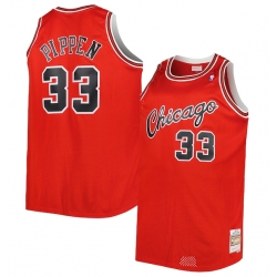 Men's Mitchell Ness Scottie Pippen Red Chicago Bulls Stitched Basketball Jersey