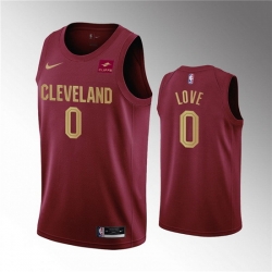 Men Cleveland Cavaliers 0 Kevin Love Wine Icon Edition Stitched Basketball Jersey