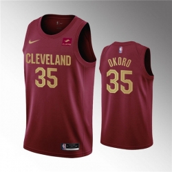 Men Cleveland Cavaliers 35 Isaac Okoro Wine Icon Edition Stitched Basketball Jersey