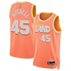 Men Cleveland Cavaliers 45 Donovan Mitchell Orange 2025 26 City Edition Stitched Jersey