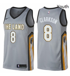 Youth Nike Cleveland Cavaliers 8 Jordan Clarkson Swingman Gray NBA Jersey City Edition 