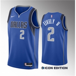 Men Dallas Mavericks 2 Dereck Lively II Blue 2023 Draft Icon Edition Stitched Basketball Jersey