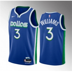 Men Dallas Mavericks 3 Grant Williams Blue City Edition Stitched Basketball Jersey