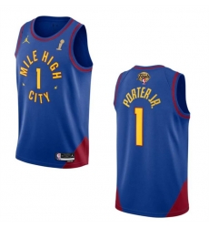 Men Denver Nuggets 1 Michael Porter Jr  Blue 2023 Finals Champions Statement Edition Stitched Basketball Jersey