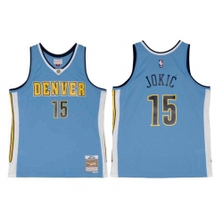 Men Denver Nuggets 15 Nikola Jokic Blue 2016 17 Mitchell  26 Ness Swingman Stitched Jersey