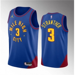 Men Denver Nuggets 3 Julian Strawther Blue 2023 Draft Statement Edition Stitched Basketball Jersey