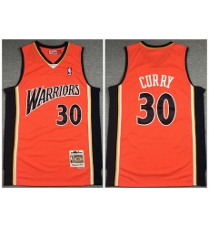 Men Golden State Warriors 30 Stephen Curry Orange 2009 10 Throwback Stitched Jersey