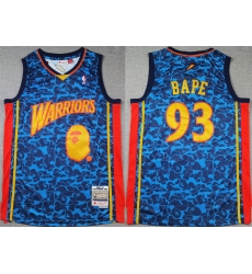 Men Golden State Warriors 93 Bape Royal Throwback Stitched Jersey