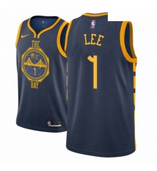 Men NBA 2018 19 Golden State Warriors 1 Damion Lee City Edition Navy Jersey 