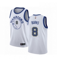 Mens Golden State Warriors 8 Alec Burks Authentic White Hardwood Classics Basketball Jersey 