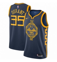 Mens Nike Golden State Warriors 35 Kevin Durant Swingman Navy Blue NBA Jersey City Edition